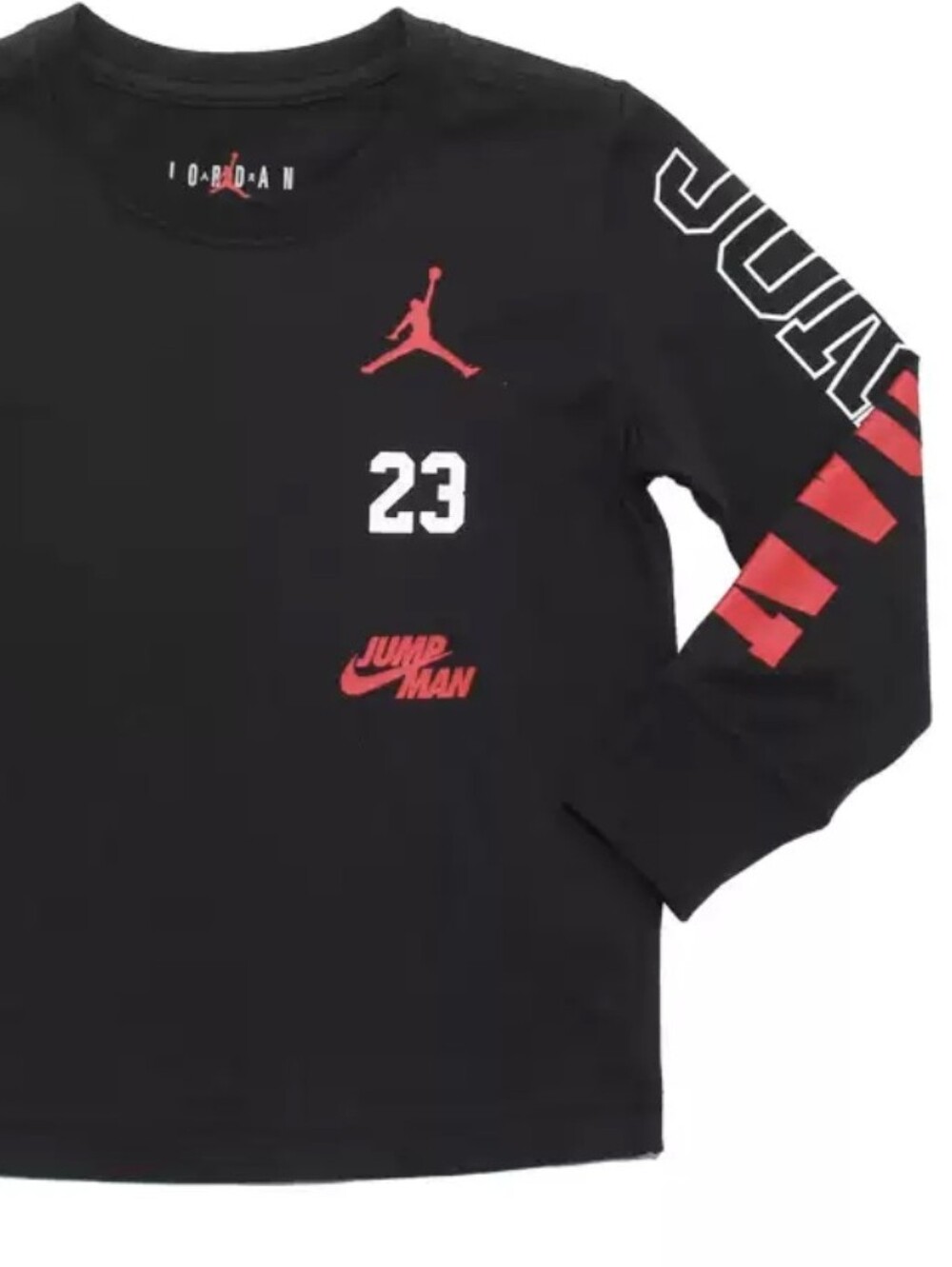 Jordan Black Long-Sleeve Tee with Red and White Graphics